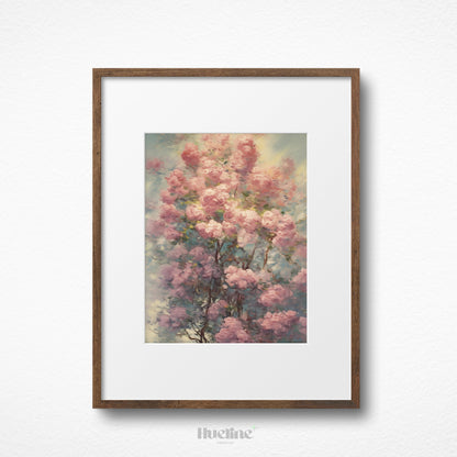 Vintage Pink Flower Branch Oil Painting - Timeless Elegance for Your Space, Digital Art, Home Decor Fall Gift - L1010