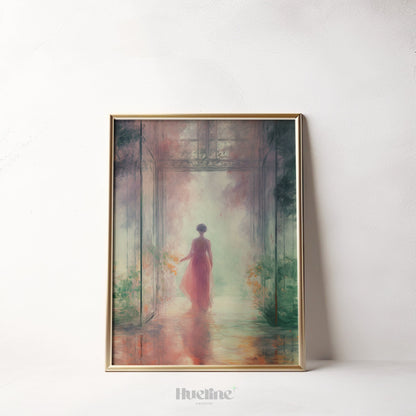Ethereal Garden Entry: Vintage-style Neoclassical Oil Painting, Home Decor Timeless Art Digital Print - L1015