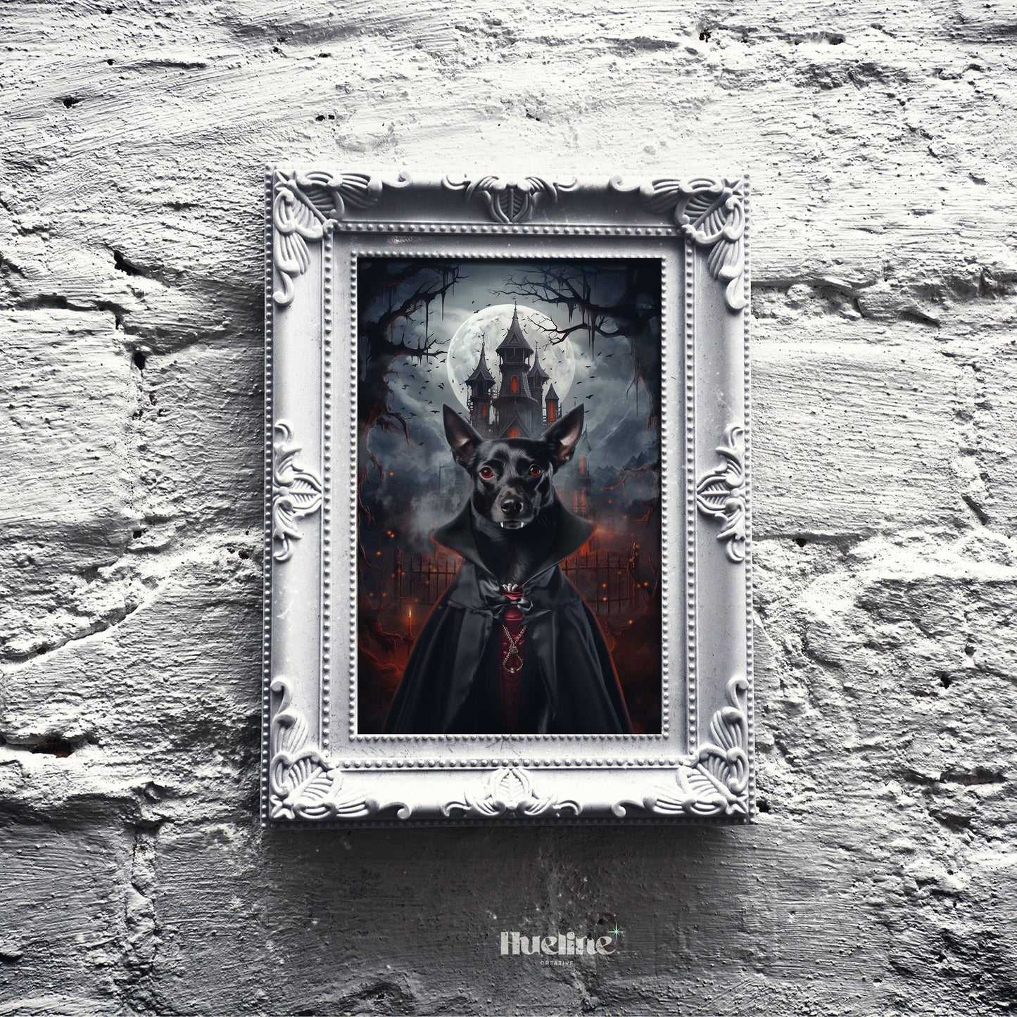 Custom Vampire Pet Portrait, Gothic Halloween Pet Gift