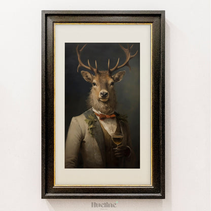 Rudolf's Vintage Celebration Printable Art, Whimsical Holiday Decor for Christmas, Unique Gift for Art Lovers - L1023
