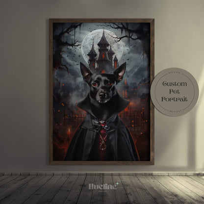 Custom Vampire Pet Portrait, Gothic Halloween Pet Gift