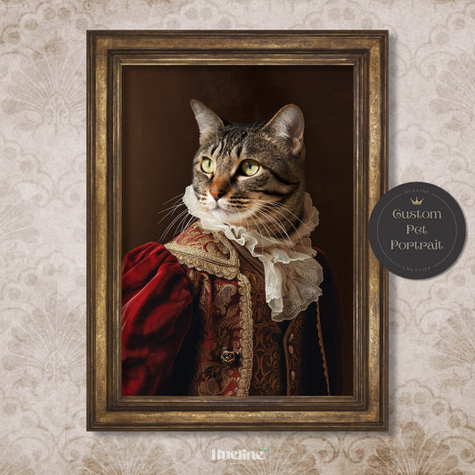 Custom Renaissance Royal Pet Portrait: Funny Pet Gift, Digital, Canvas or Poster