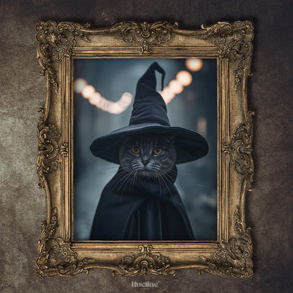 Custom Witch Pet Portrait: Gothic Halloween Pet Gift, Digital, Canvas or Poster