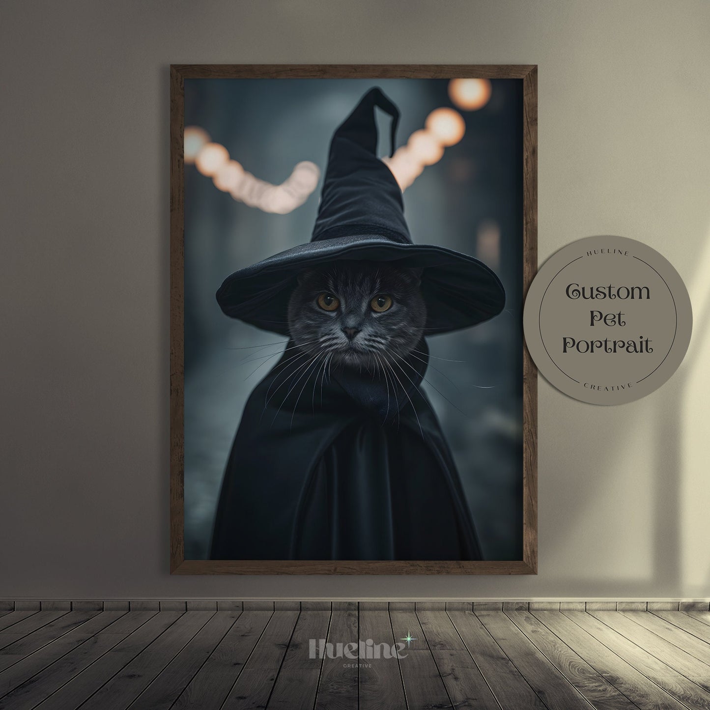 Custom Witch Pet Portrait: Gothic Halloween Pet Gift, Digital, Canvas or Poster