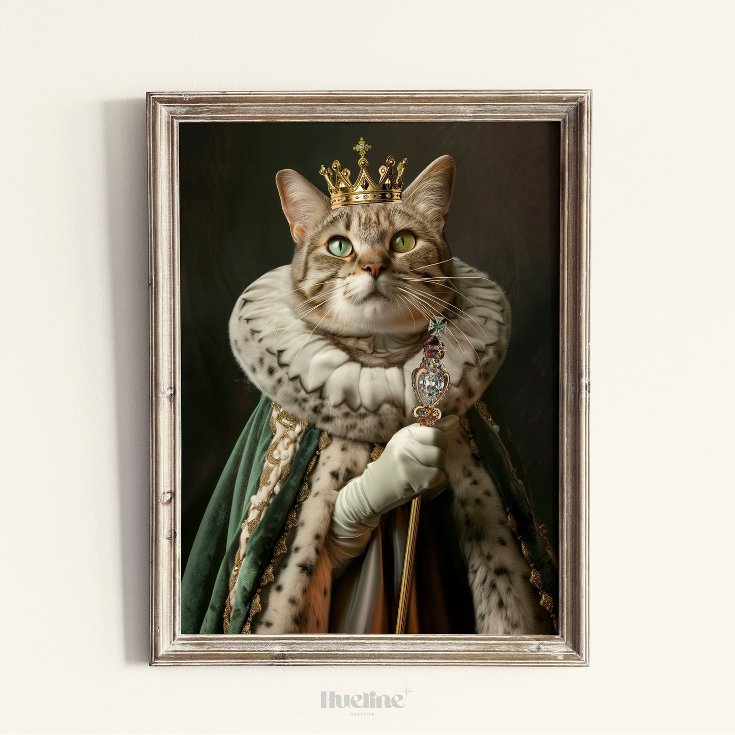 Custom Royal Pet Portrait from Photo – Renaissance Style King or Queen with Crown