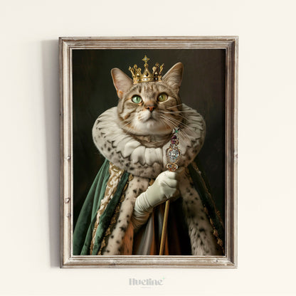 Custom Royal Pet Portrait from Photo – Renaissance Style King or Queen with Crown