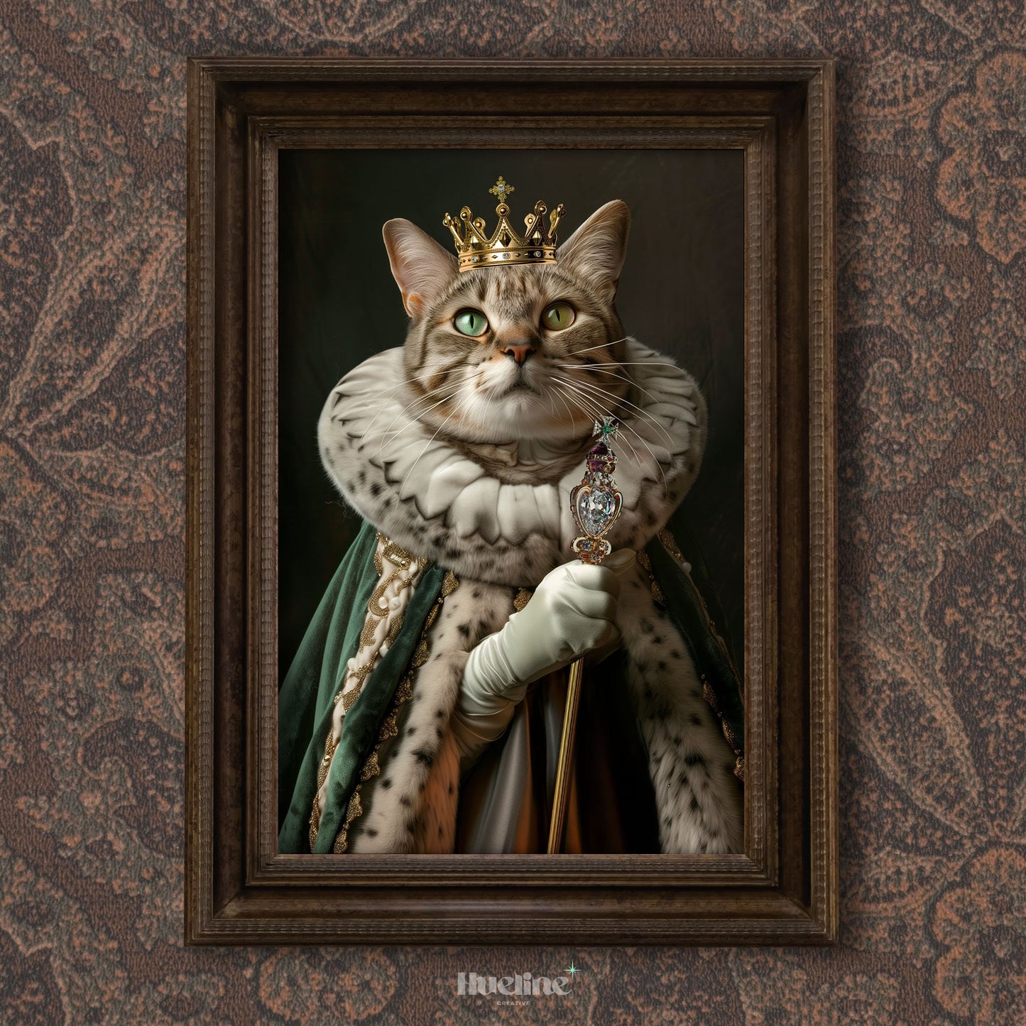 Custom Royal Pet Portrait from Photo – Renaissance Style King or Queen with Crown