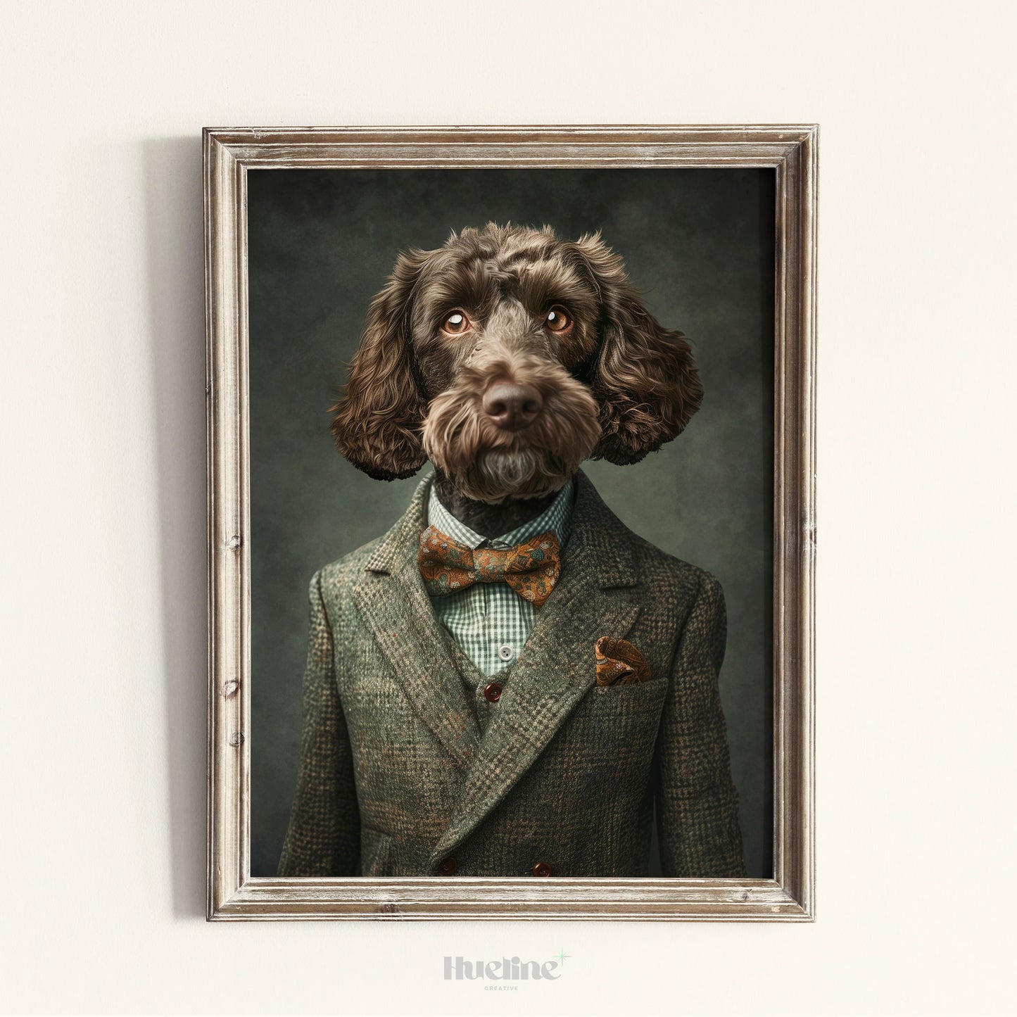 Custom Pet Portrait: Vintage Suit, Personalized Dog Art, Digital, Canvas or Poster