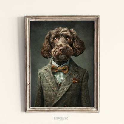Custom Pet Portrait: Vintage Suit, Personalized Dog Art, Digital, Canvas or Poster