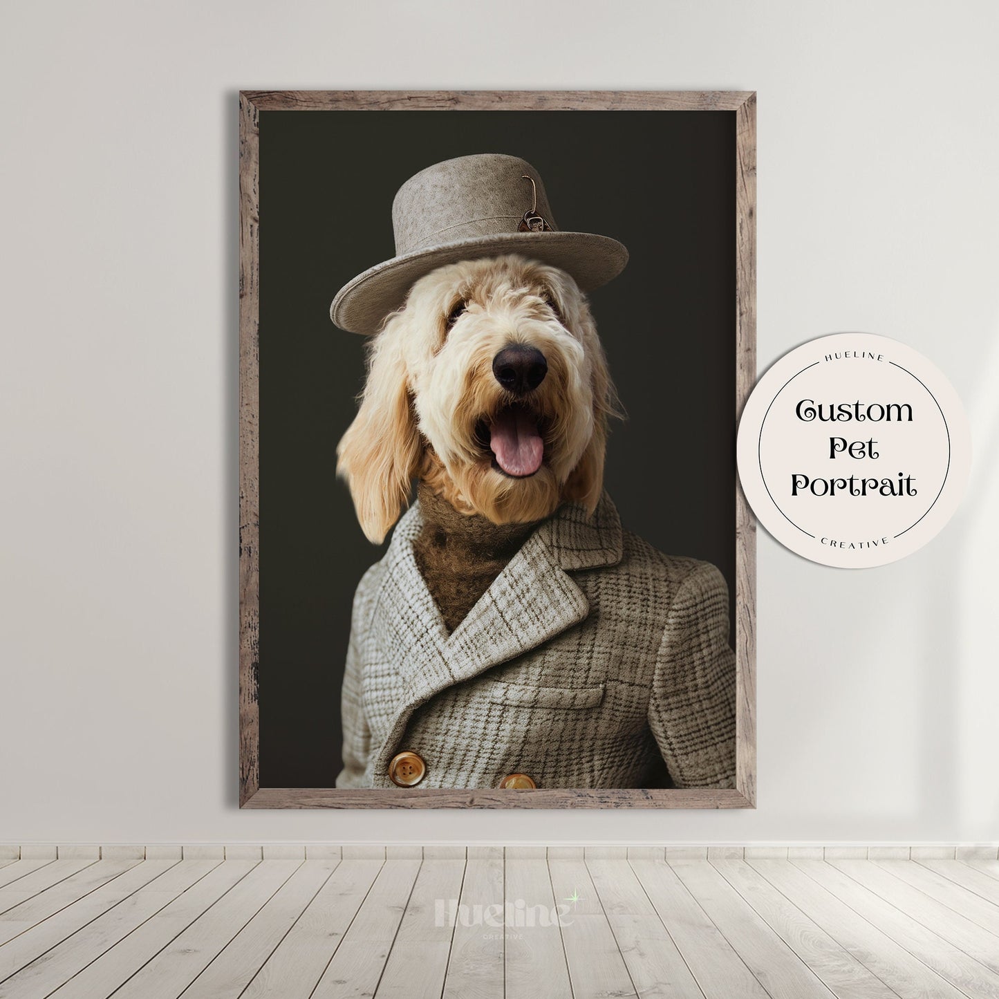 Custom Pet Portrait: Dapper Pet with Hat, Funny Artist Gift, Digital, Canvas or Poster