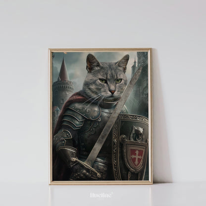 Custom Royal Knight Pet Portrait: Unique Warrior Pet Wall Art, Digital, Canvas or Poster