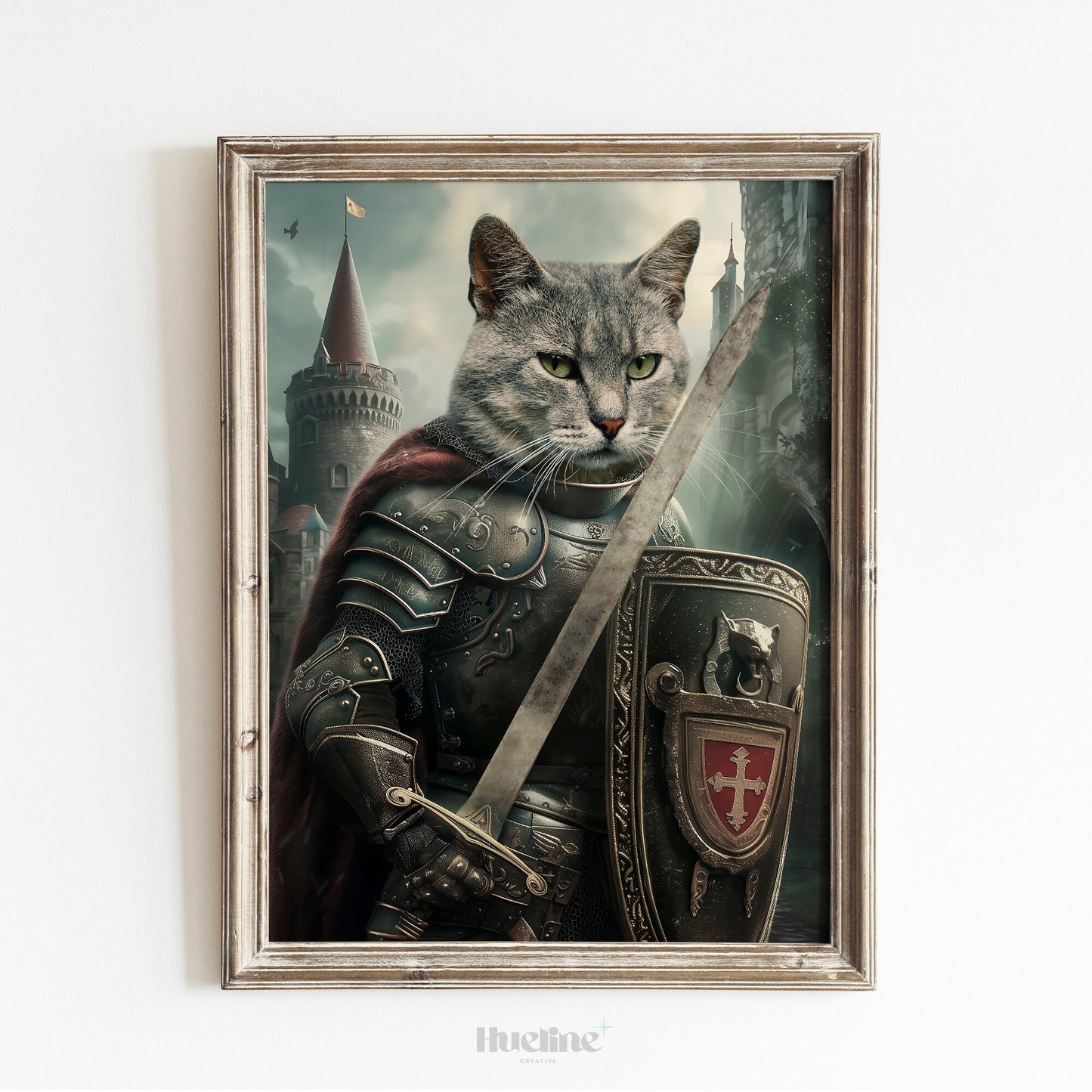 Custom Royal Knight Pet Portrait: Unique Warrior Pet Wall Art, Digital, Canvas or Poster