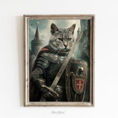 Custom Royal Knight Pet Portrait: Unique Warrior Pet Wall Art, Digital, Canvas or Poster