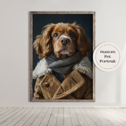 Custom Pet Portrait: Fashion Overcoat, Personalized Pet Gift
