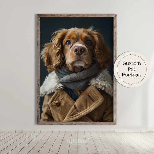 Custom Pet Portrait: Fashion Overcoat, Personalized Pet Gift