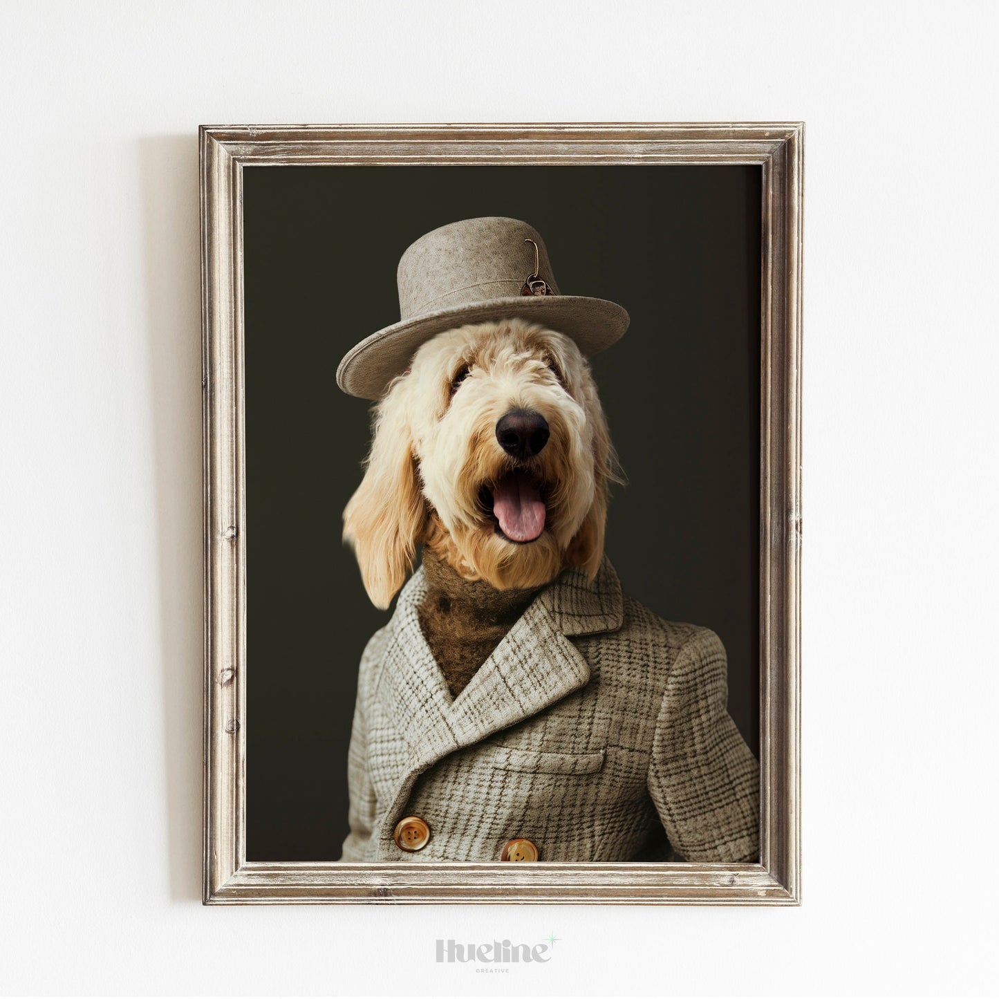 Custom Pet Portrait: Dapper Pet with Hat, Funny Artist Gift, Digital, Canvas or Poster