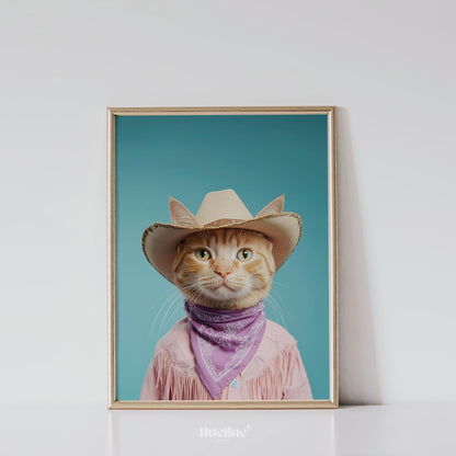 Custom Cowboy Pet Portrait: Western Dog Art, Cowboy Gift, Digital, Canvas or Poster