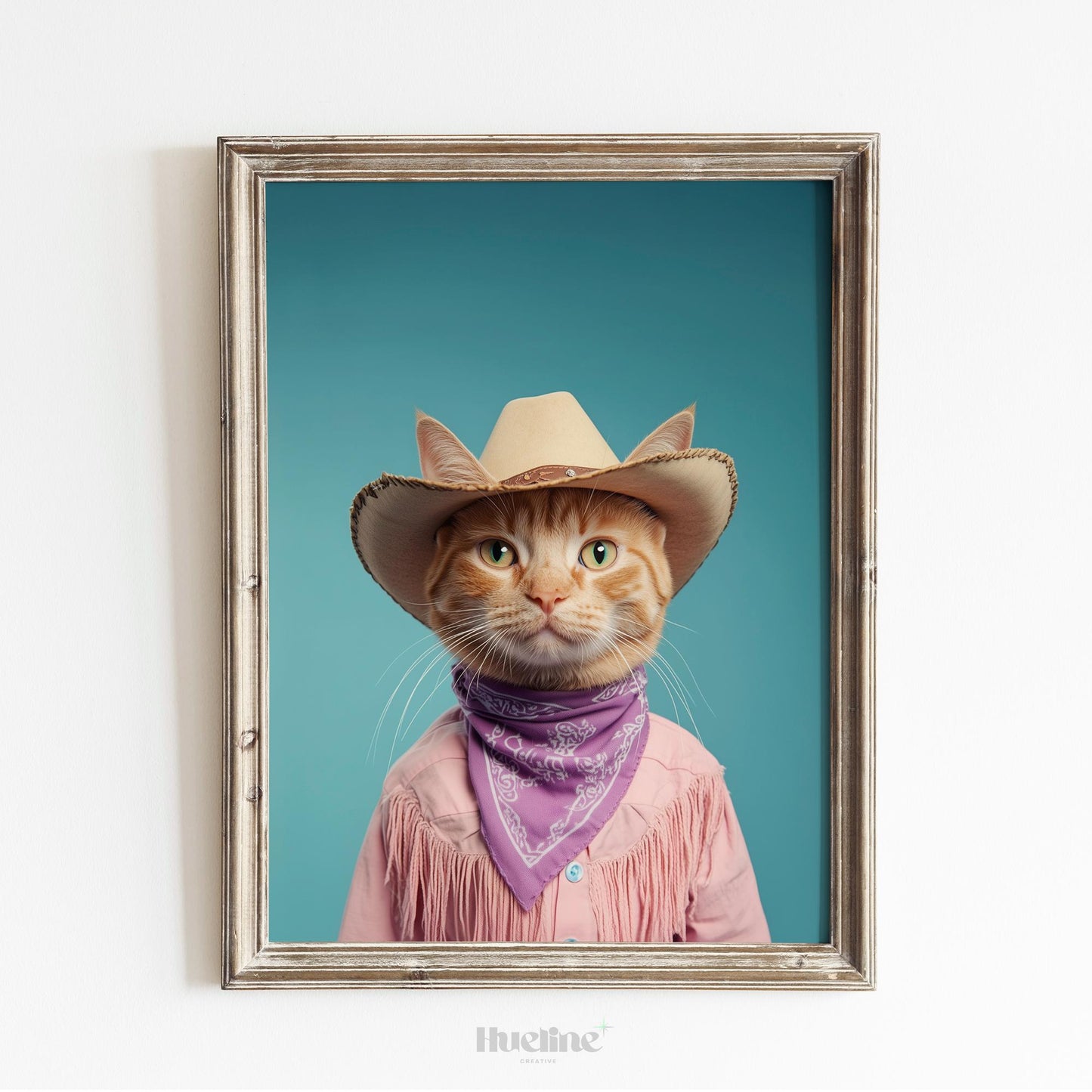 Custom Cowboy Pet Portrait: Western Dog Art, Cowboy Gift, Digital, Canvas or Poster