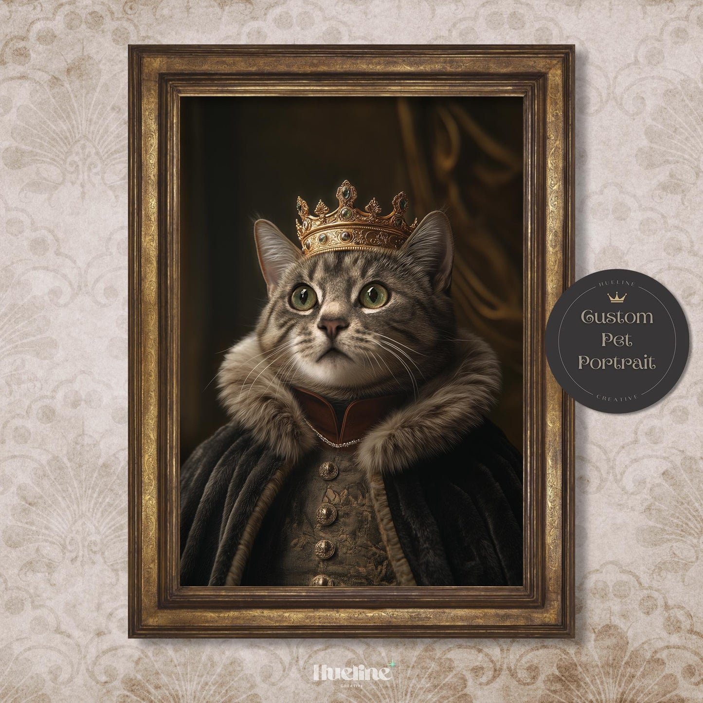 Custom Royal Pet Portrait: Renaissance King or Queen Digital, Canvas or Poster