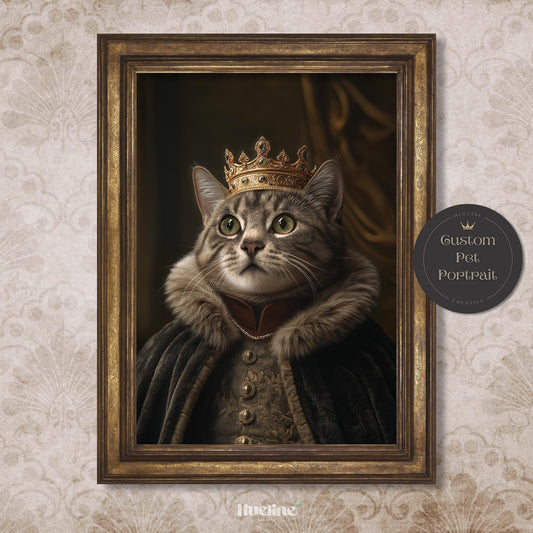 Custom Royal Pet Portrait: Renaissance King or Queen Digital, Canvas or Poster