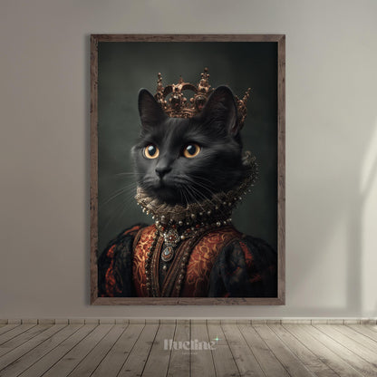 Custom Royal Pet Portrait: Elegant Queen Cat Art Print, Digital, Canvas or Poster
