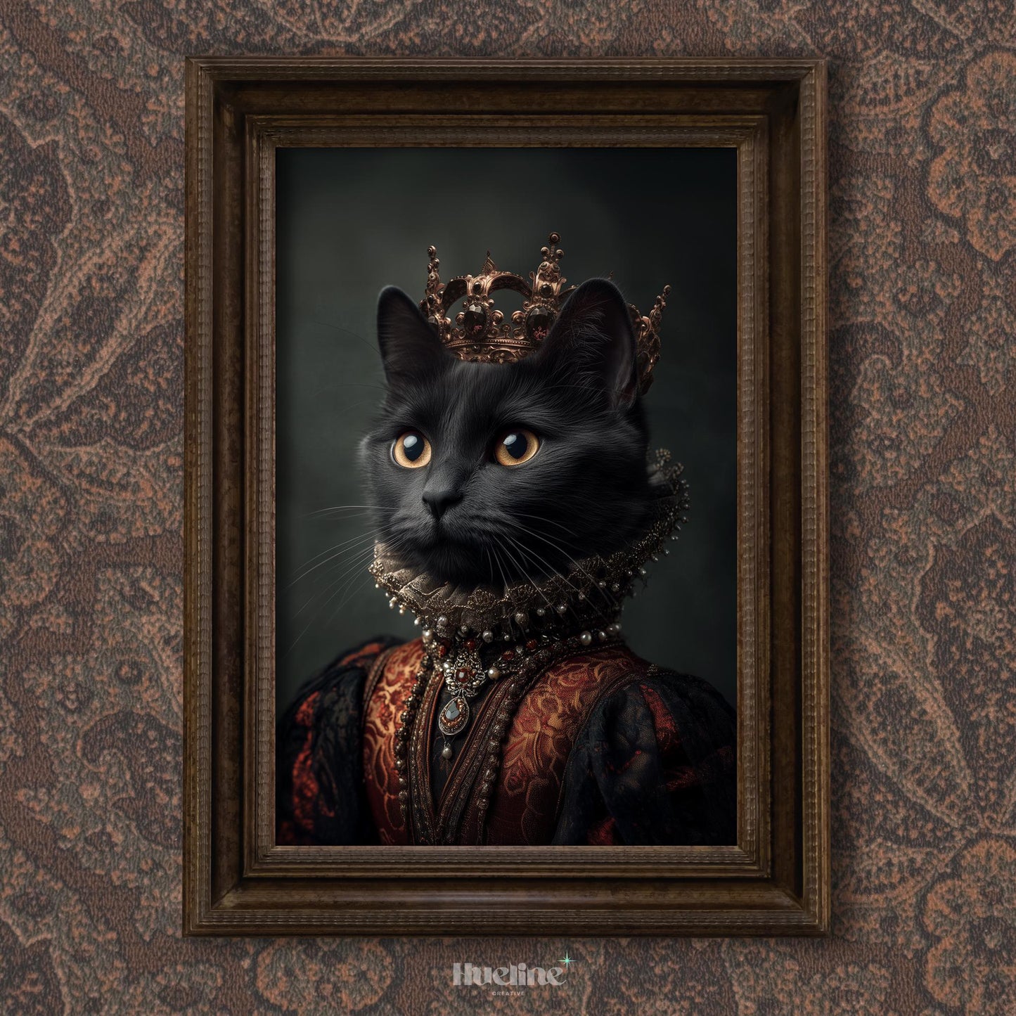Custom Royal Pet Portrait: Elegant Queen Cat Art Print, Digital, Canvas or Poster