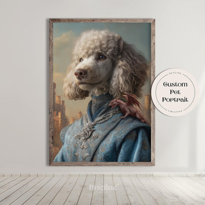 Custom Pet Portrait: Dragon Fantasy Art, Unique Dog Lover Gift, Digital, Canvas or Poster