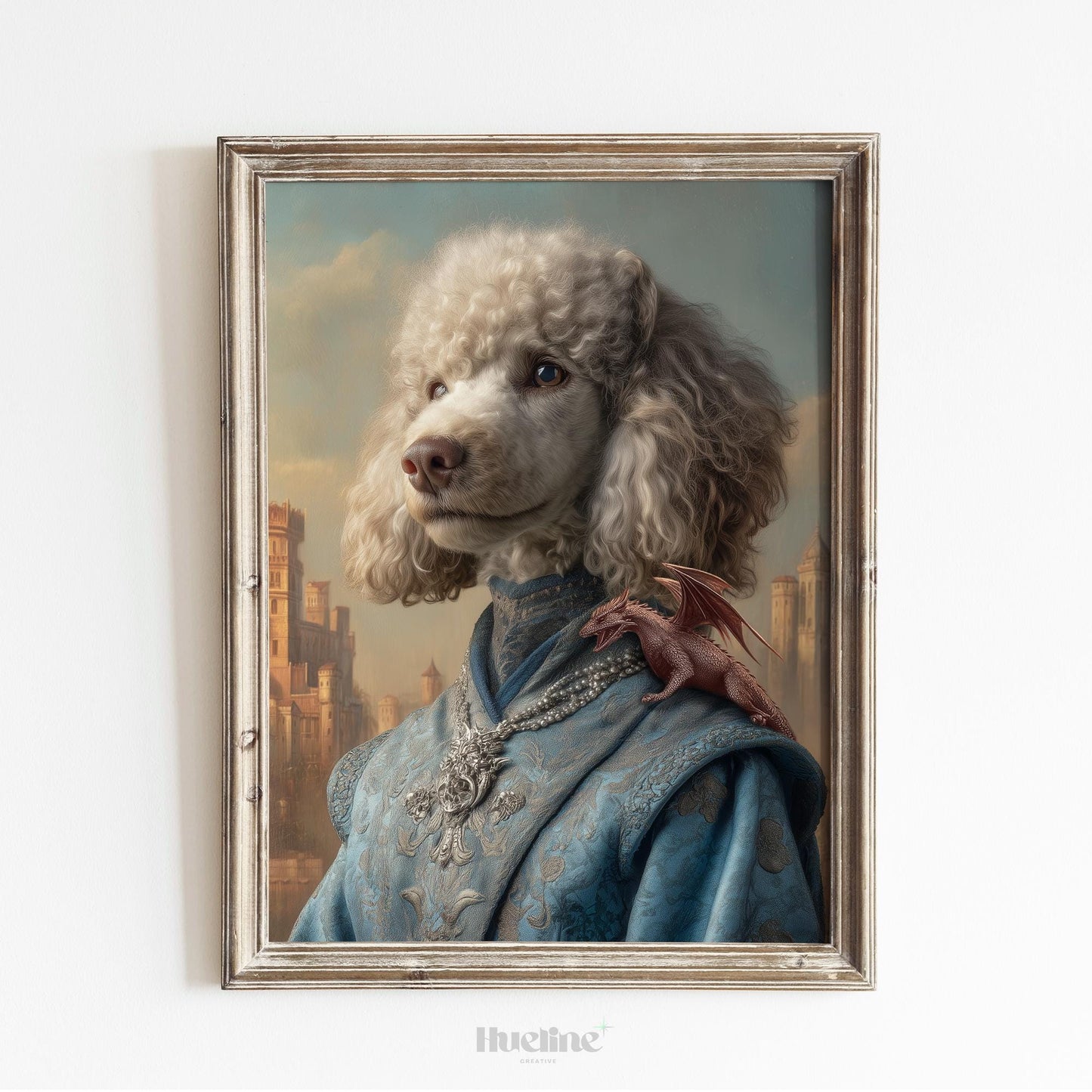 Custom Pet Portrait: Dragon Fantasy Art, Unique Dog Lover Gift, Digital, Canvas or Poster