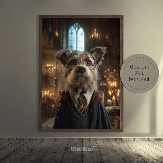 Custom Pet Portrait: Wizard Dog Art, Fantasy Gift for Pet Lovers