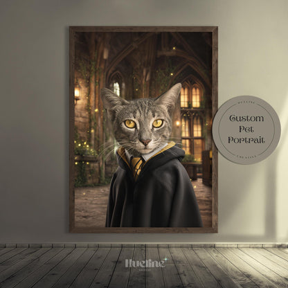 Custom Wizard Cat Portrait: Fantasy Pet Art Gift