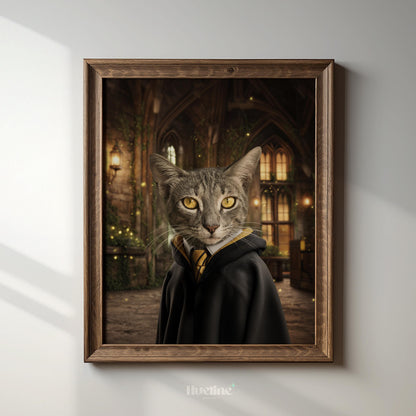 Custom Wizard Cat Portrait: Fantasy Pet Art Gift