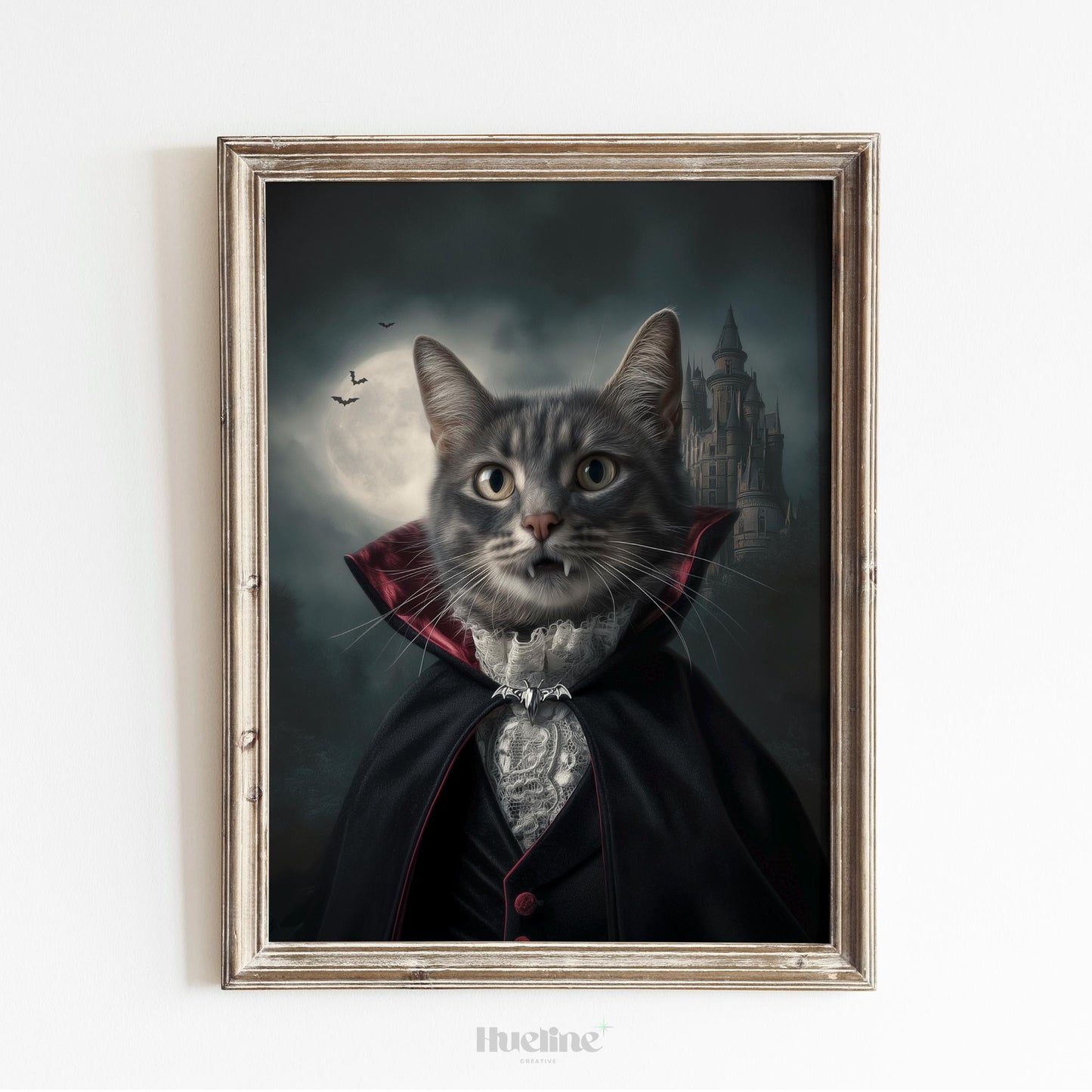 Custom Vampire Pet Portrait: Gothic Halloween Pet Art Digital, Canvas or Poster
