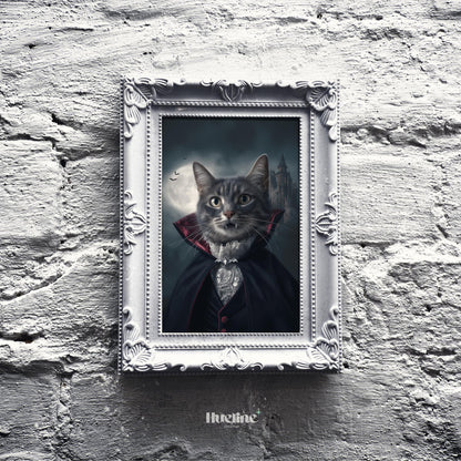 Custom Vampire Pet Portrait: Gothic Halloween Pet Art Digital, Canvas or Poster