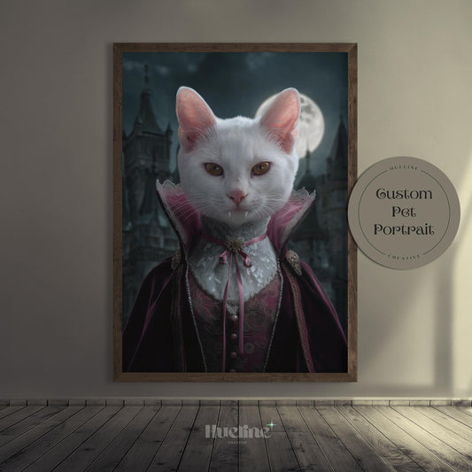 Custom Vampire Cat Portrait – Gothic Victorian Pet Wall Art