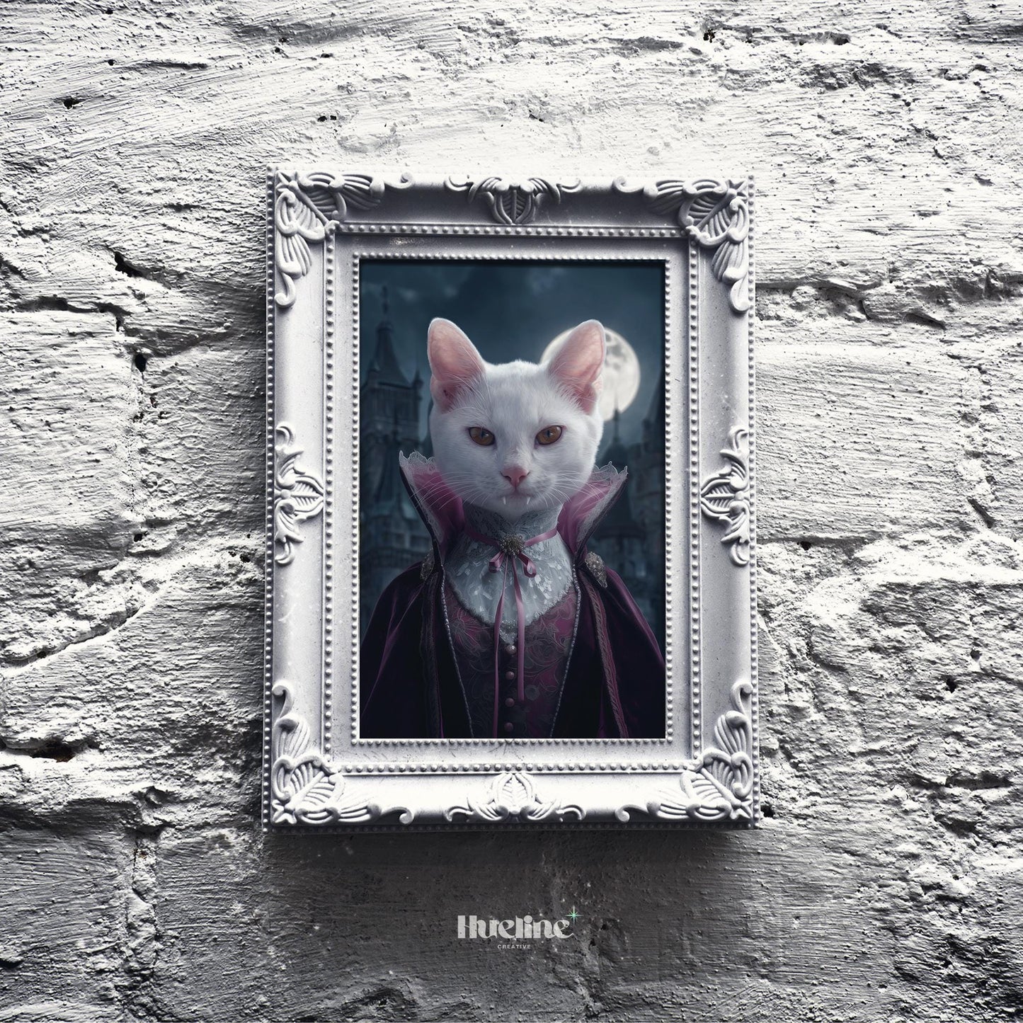 Custom Vampire Cat Portrait – Gothic Victorian Pet Wall Art