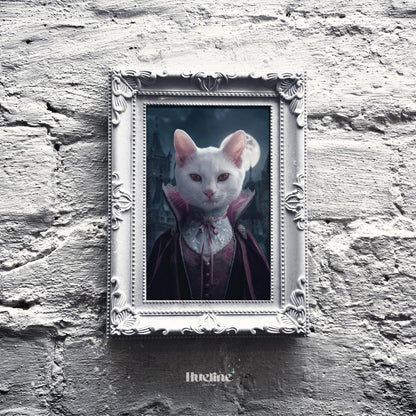 Custom Vampire Cat Portrait – Gothic Victorian Pet Wall Art