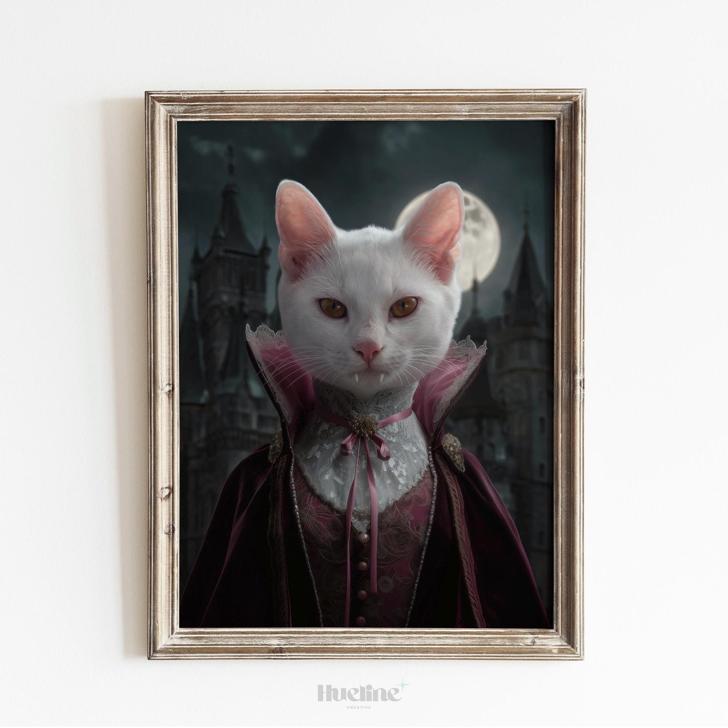 Custom Vampire Cat Portrait – Gothic Victorian Pet Wall Art