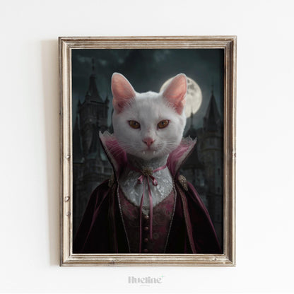 Custom Vampire Cat Portrait – Gothic Victorian Pet Wall Art