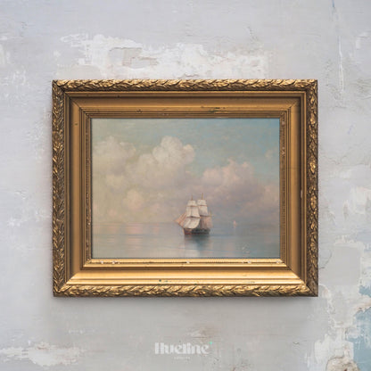 Vintage Nautical Wall Art – Sailing Ship at Sea Painting - L1119