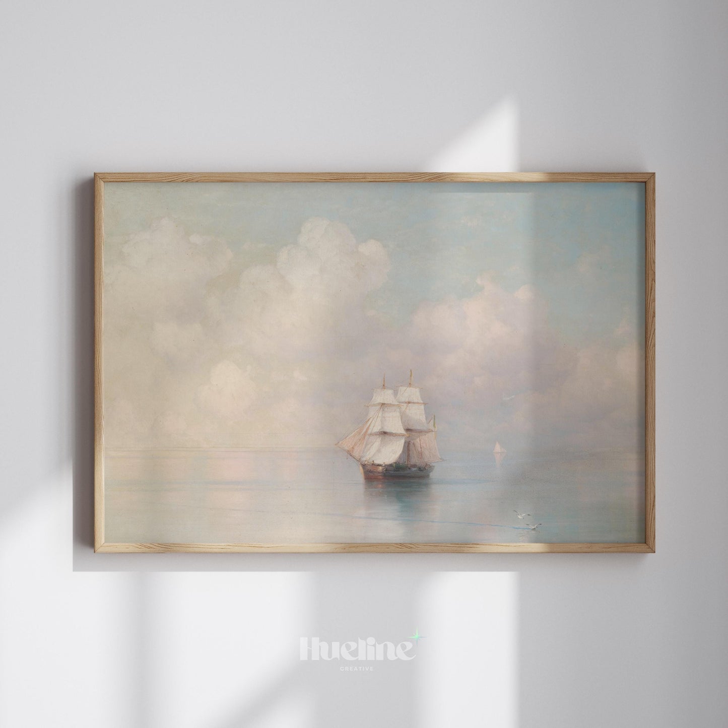 Vintage Nautical Wall Art – Sailing Ship at Sea Painting - L1119
