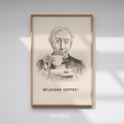 Vintage Coffee Poster | Antique Black and White Cafe Wall Art Print - L1122
