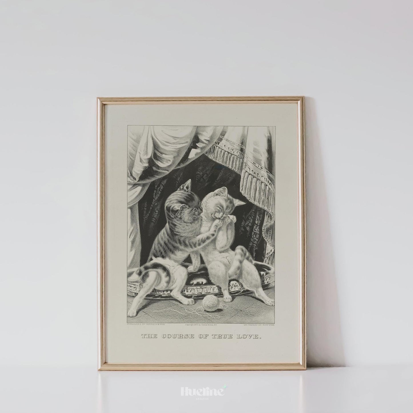 Vintage Cat Print | Antique Black and White Kitten Illustration Wall Art - L1123