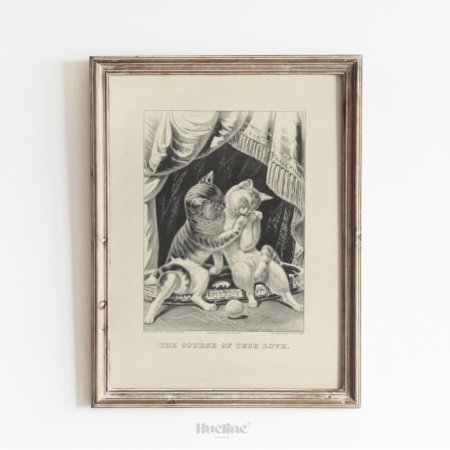 Vintage Cat Print | Antique Black and White Kitten Illustration Wall Art - L1123