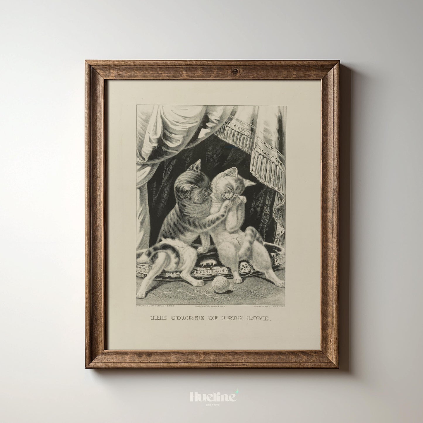 Vintage Cat Print | Antique Black and White Kitten Illustration Wall Art - L1123