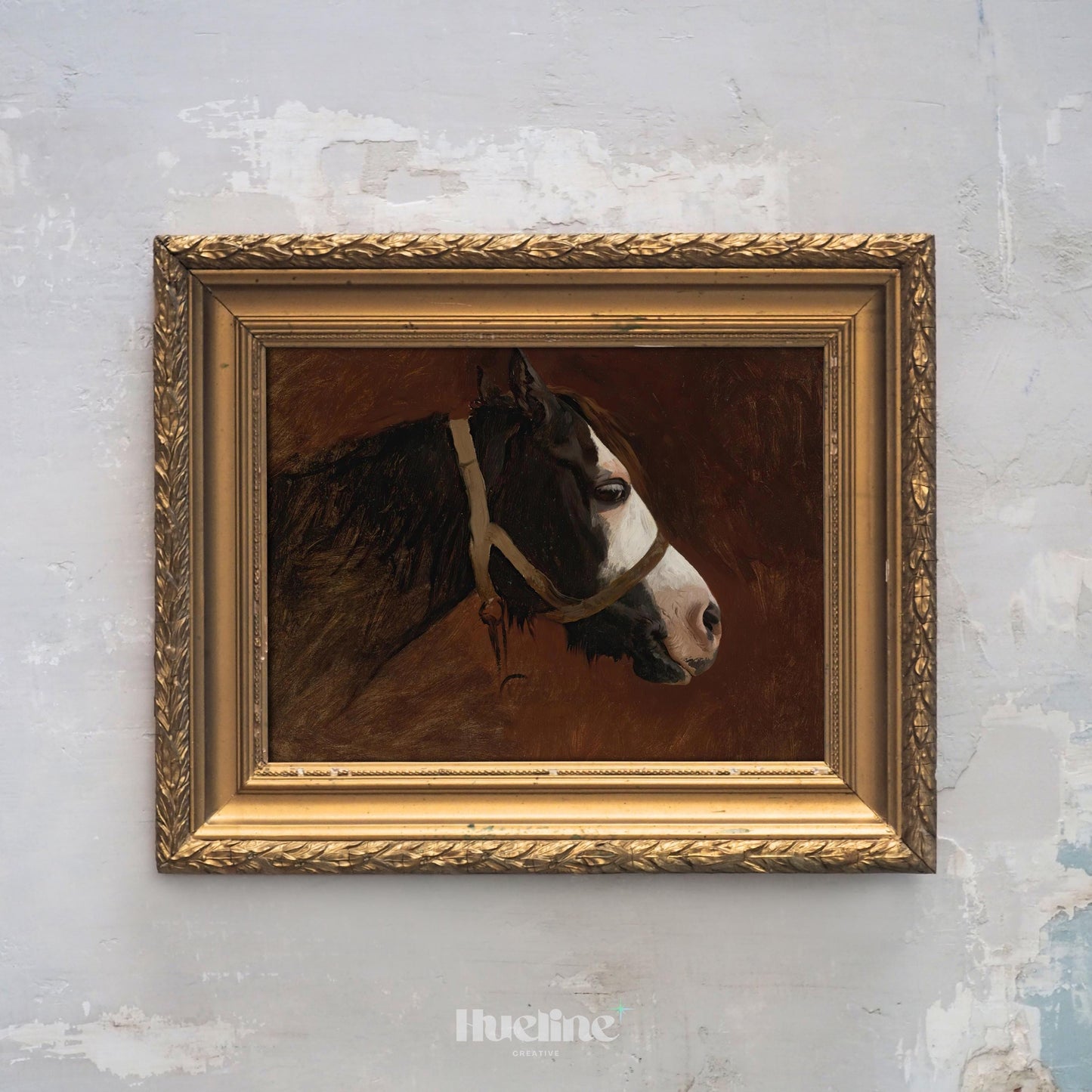 Vintage Horse Wall Art | Classic Equestrian Animal Painting Print - L1124