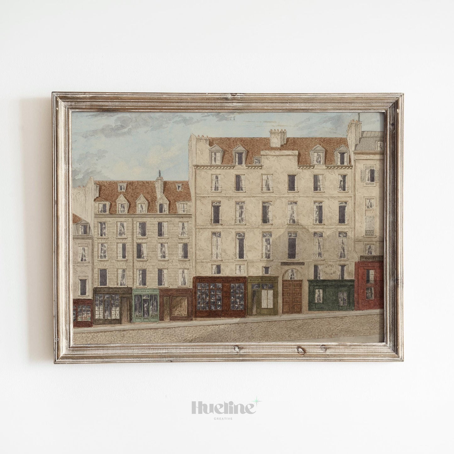Vintage Cityscape Wall Art – European Street Scene Painting, Antique Architecture Artwork Print - L1118