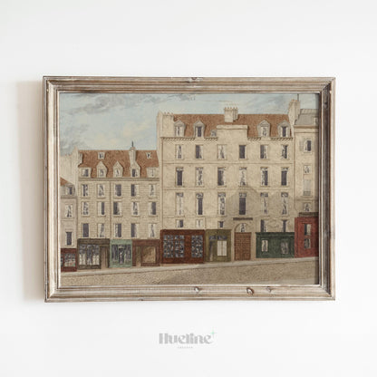 Vintage Cityscape Wall Art – European Street Scene Painting, Antique Architecture Artwork Print - L1118