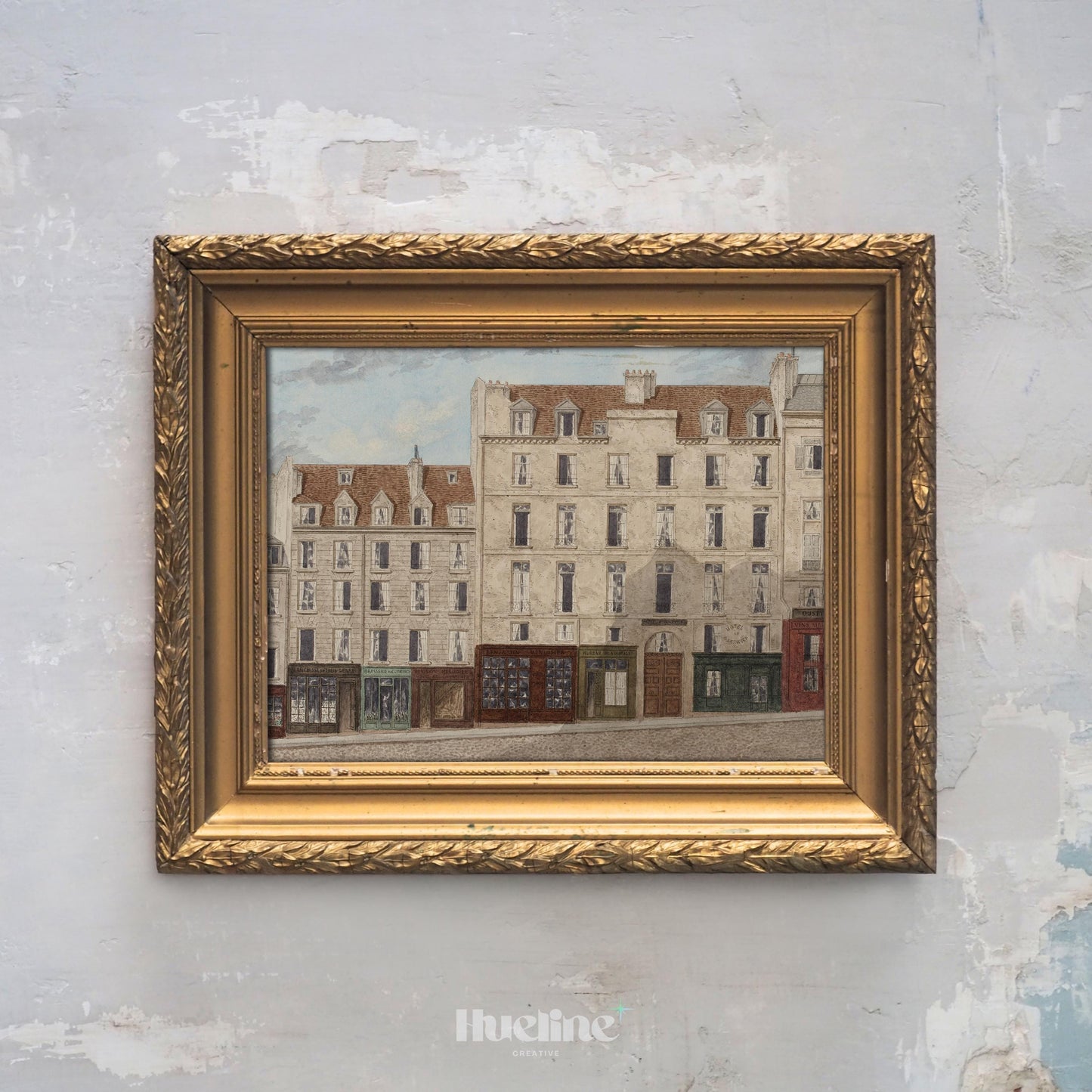 Vintage Cityscape Wall Art – European Street Scene Painting, Antique Architecture Artwork Print - L1118
