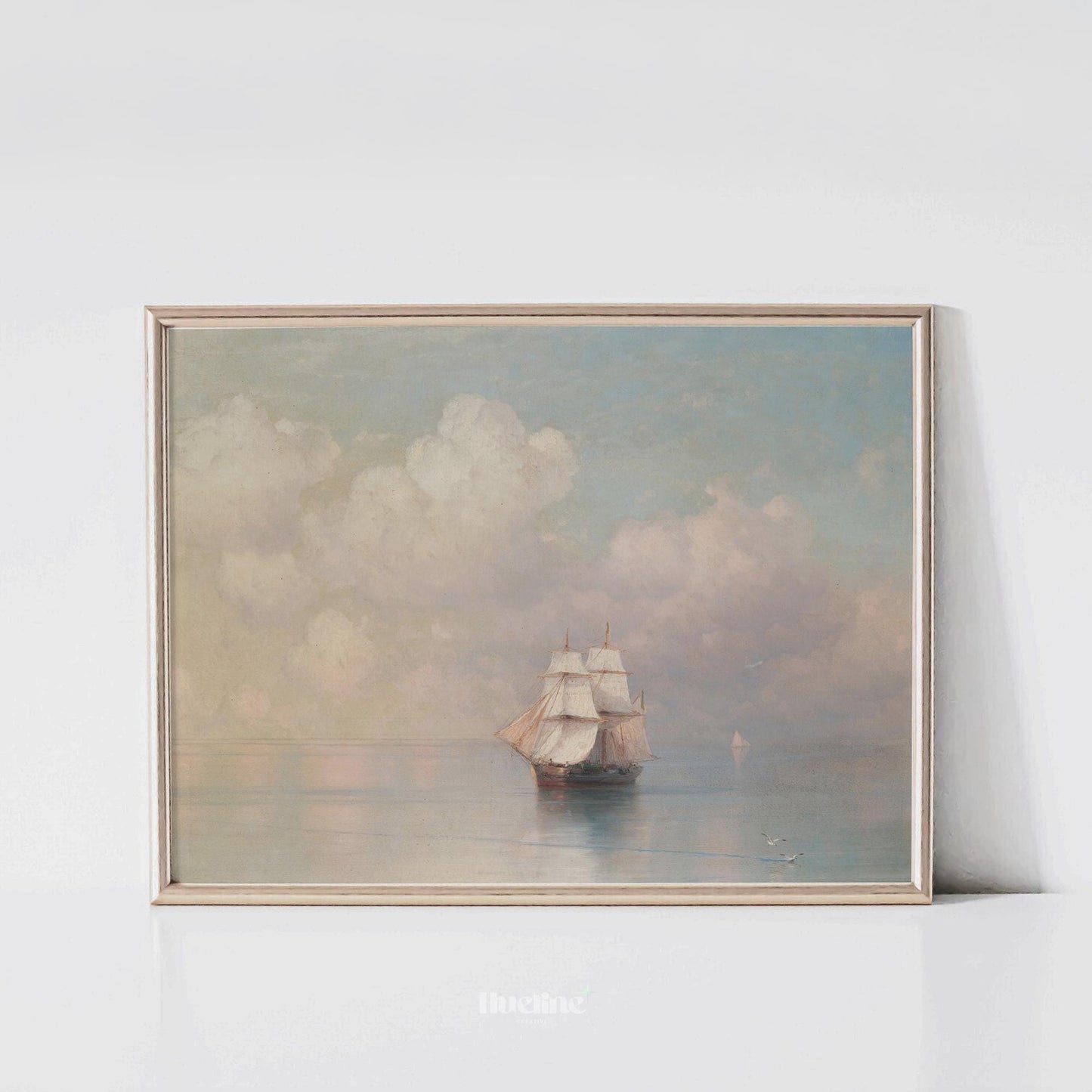 Vintage Nautical Wall Art – Sailing Ship at Sea Painting - L1119