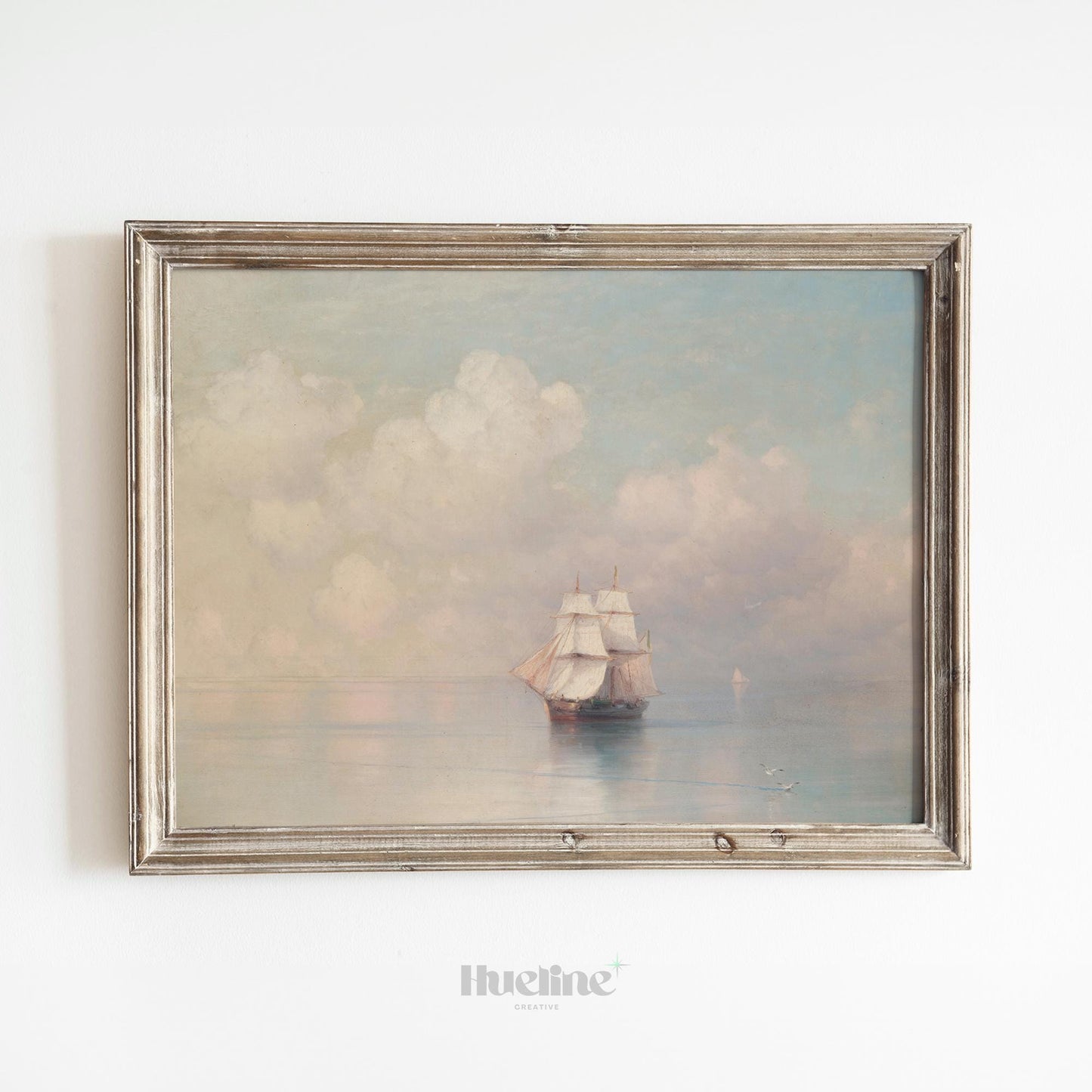 Vintage Nautical Wall Art – Sailing Ship at Sea Painting - L1119